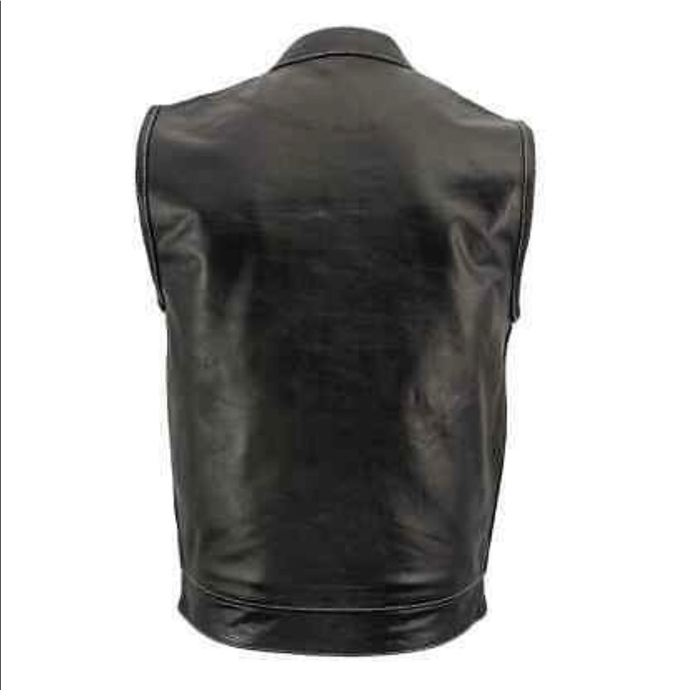 Men's White Stitched Paisley Club Leather Vest Motorcycle Biker Concealed Carry - Picture 3 of 6